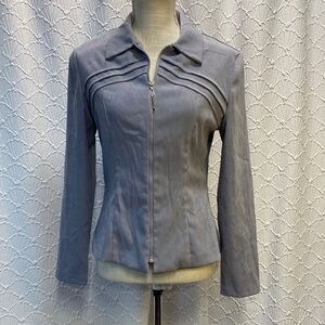 Scarlett size 8 Women's velvety Blue/Gray  zip‎ up dressy Blazer workwear career